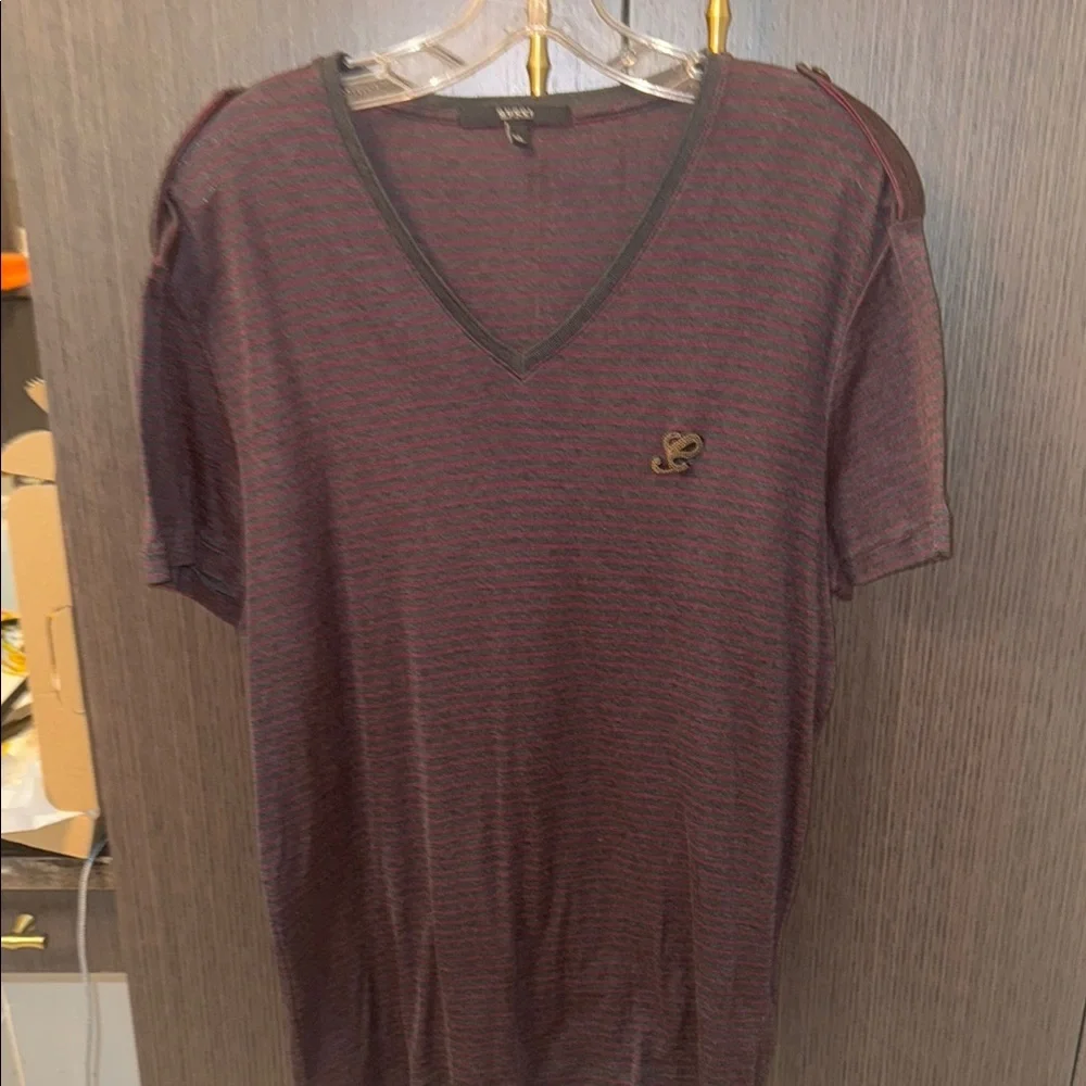 Gucci Striped V-Neck Classic Short Sleeve Shirt